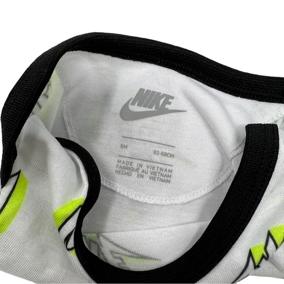 Nike White and Bright Green Lightweight 6M Long Sleeve Bodysuit - Picture 3 of 3
